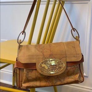 Alviero Martini Leather “Map” Shoulder Bag